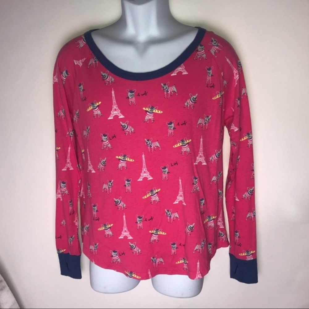 Munki Munki Pajama‎ Shirt Pink w/Dogs Graphic Women's Large